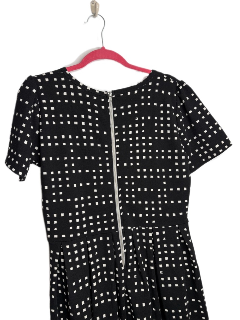 Black & White Square Pattern Short Sleeve Back Zip Dress XL Amelia - Picture 5 of 7